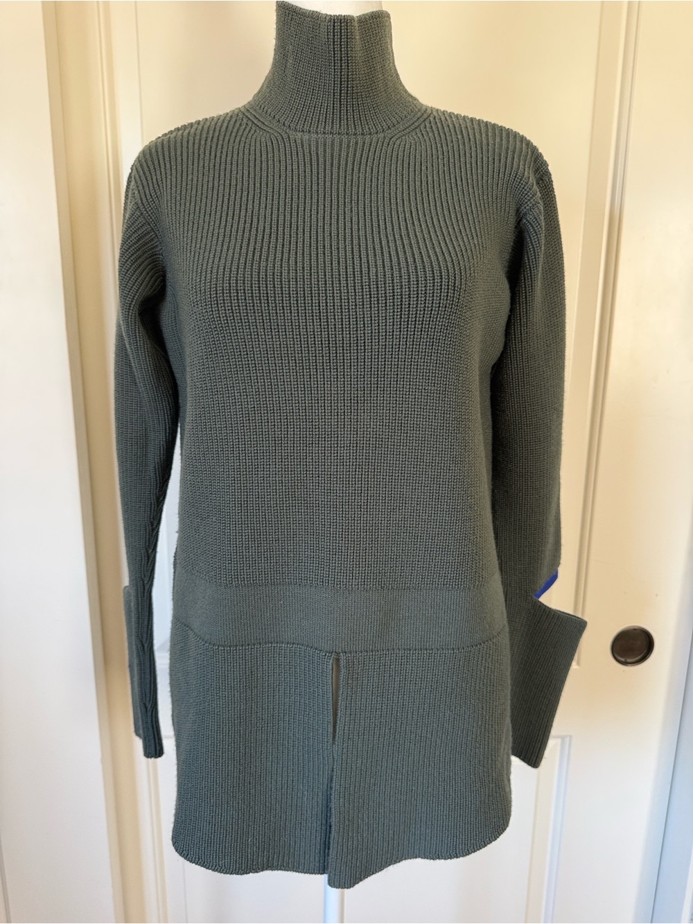 Stella McCartney Olive Green Ribbed Turtleneck Sweater